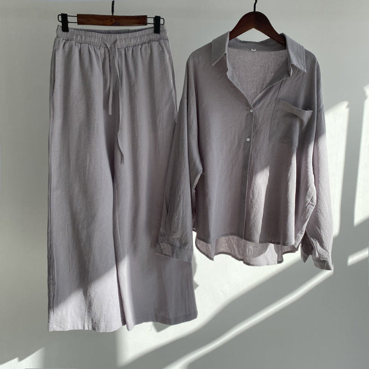 Ingrid™ | Set a Due Pezzi in Stile Lino | Maglietta & Pantaloni Ampi
