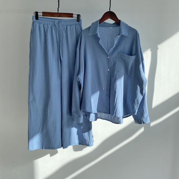 Ingrid™ | Set a Due Pezzi in Stile Lino | Maglietta & Pantaloni Ampi