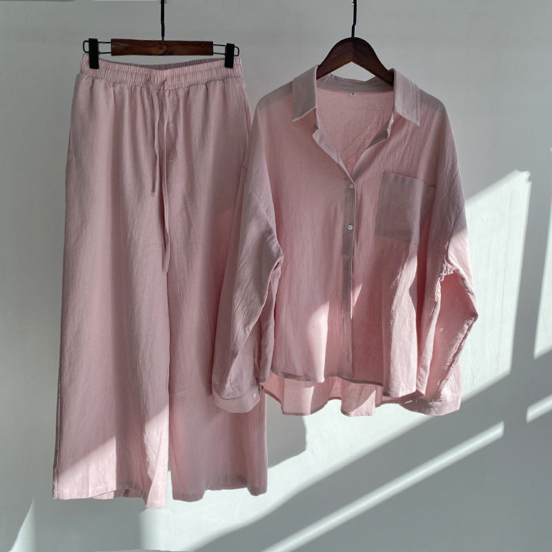 Ingrid™ | Set a Due Pezzi in Stile Lino | Maglietta & Pantaloni Ampi