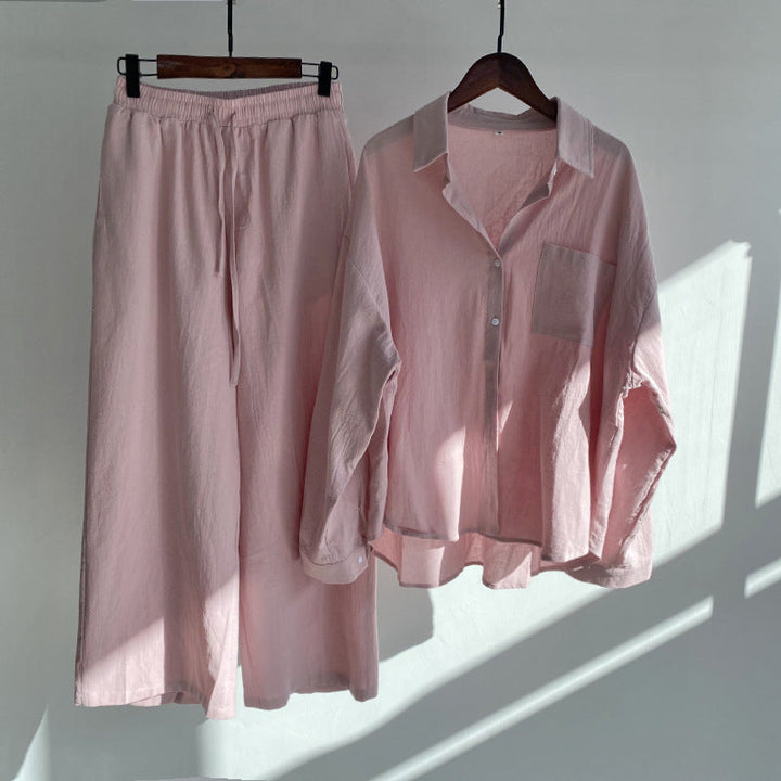 Ingrid™ | Set a Due Pezzi in Stile Lino | Maglietta & Pantaloni Ampi