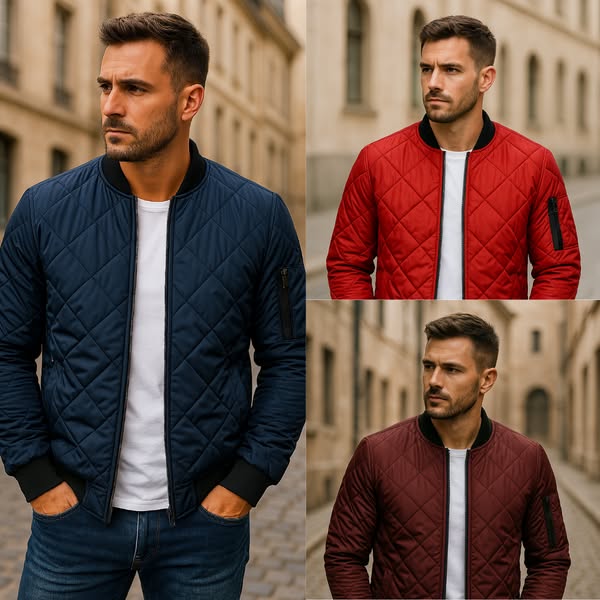 Lando™ | Giacca Trapuntata in Cotone con Motivo a Rombo