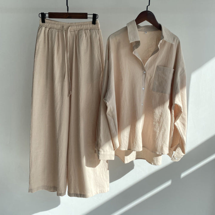 Ingrid™ | Set a Due Pezzi in Stile Lino | Maglietta & Pantaloni Ampi