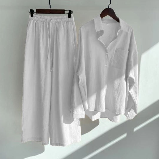 Ingrid™ | Set a Due Pezzi in Stile Lino | Maglietta & Pantaloni Ampi