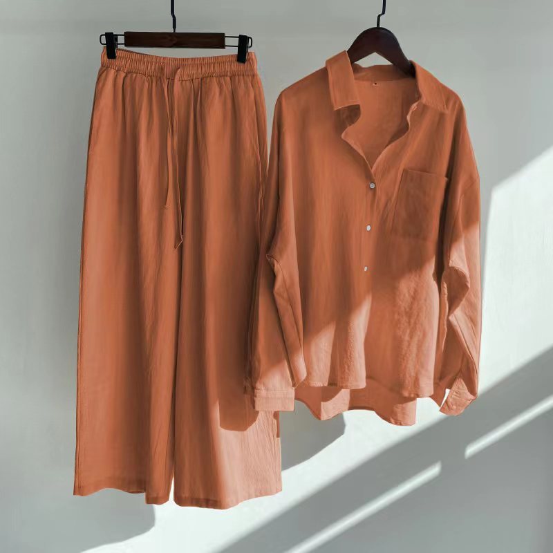 Ingrid™ | Set a Due Pezzi in Stile Lino | Maglietta & Pantaloni Ampi