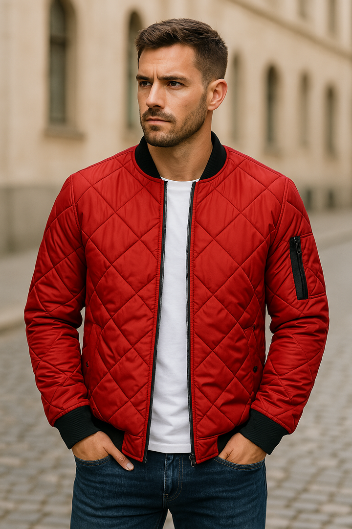 Lando™ | Giacca Trapuntata in Cotone con Motivo a Rombo