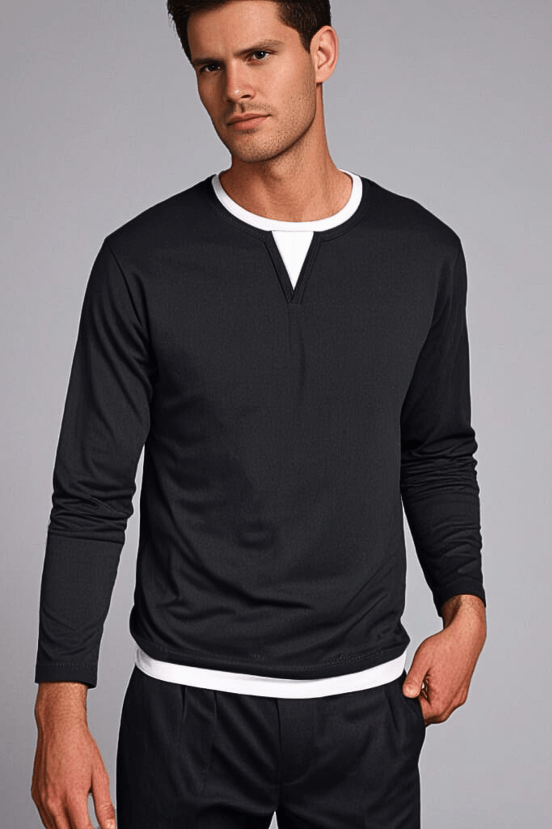 Fabio™ | Maglia Henley a manica lunga