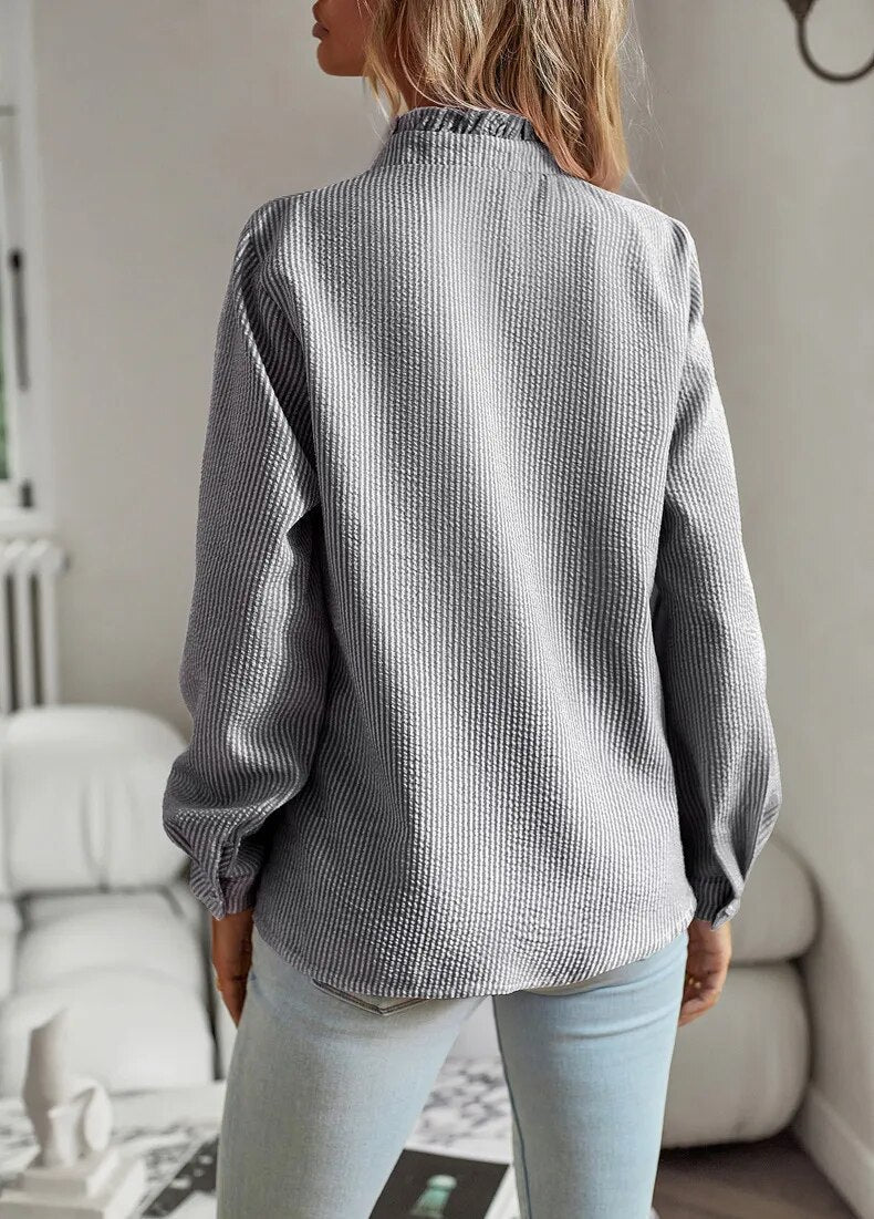 Alina™ | Camicia a Maniche Lunghe con Volant